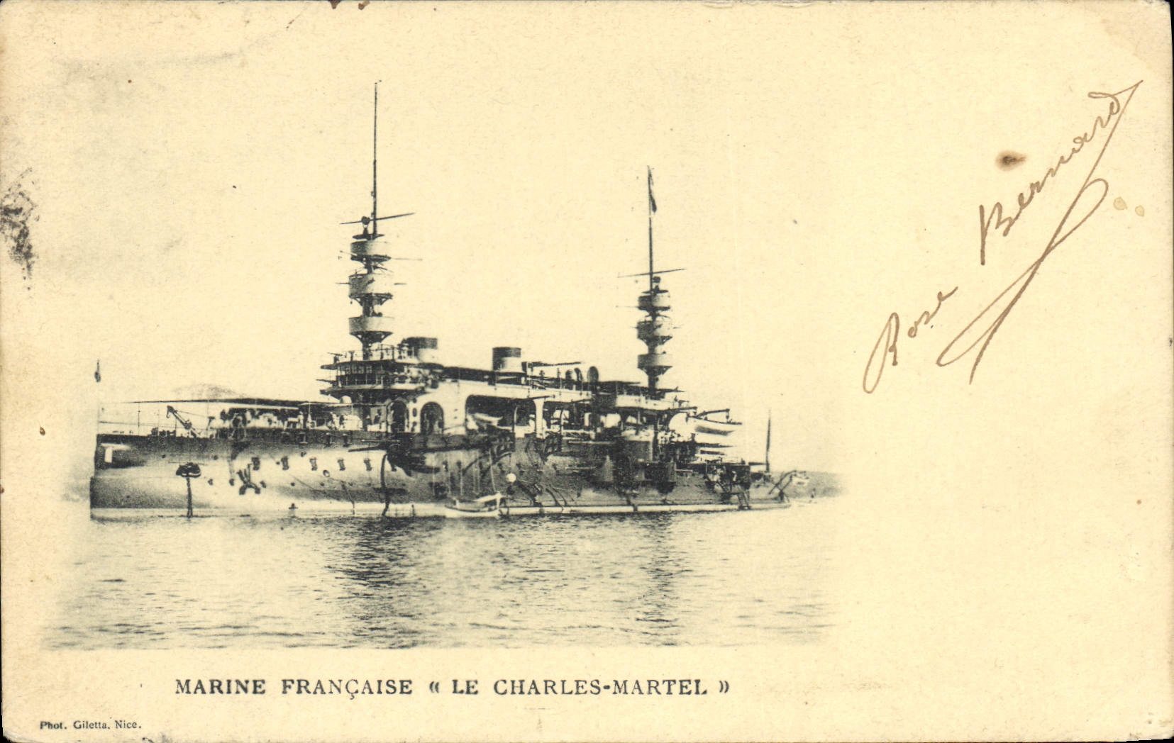 Vintage Postcard Warship the Charles Martel