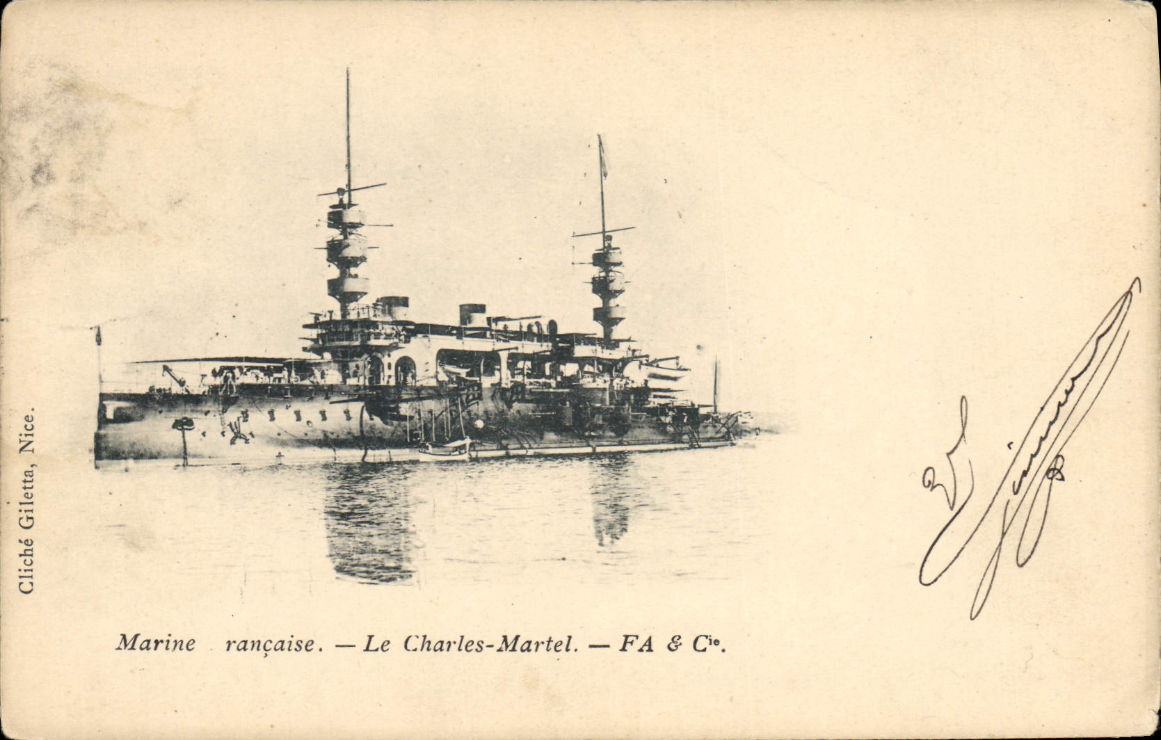 CPA Bateau de Guerre Le Charles Martel