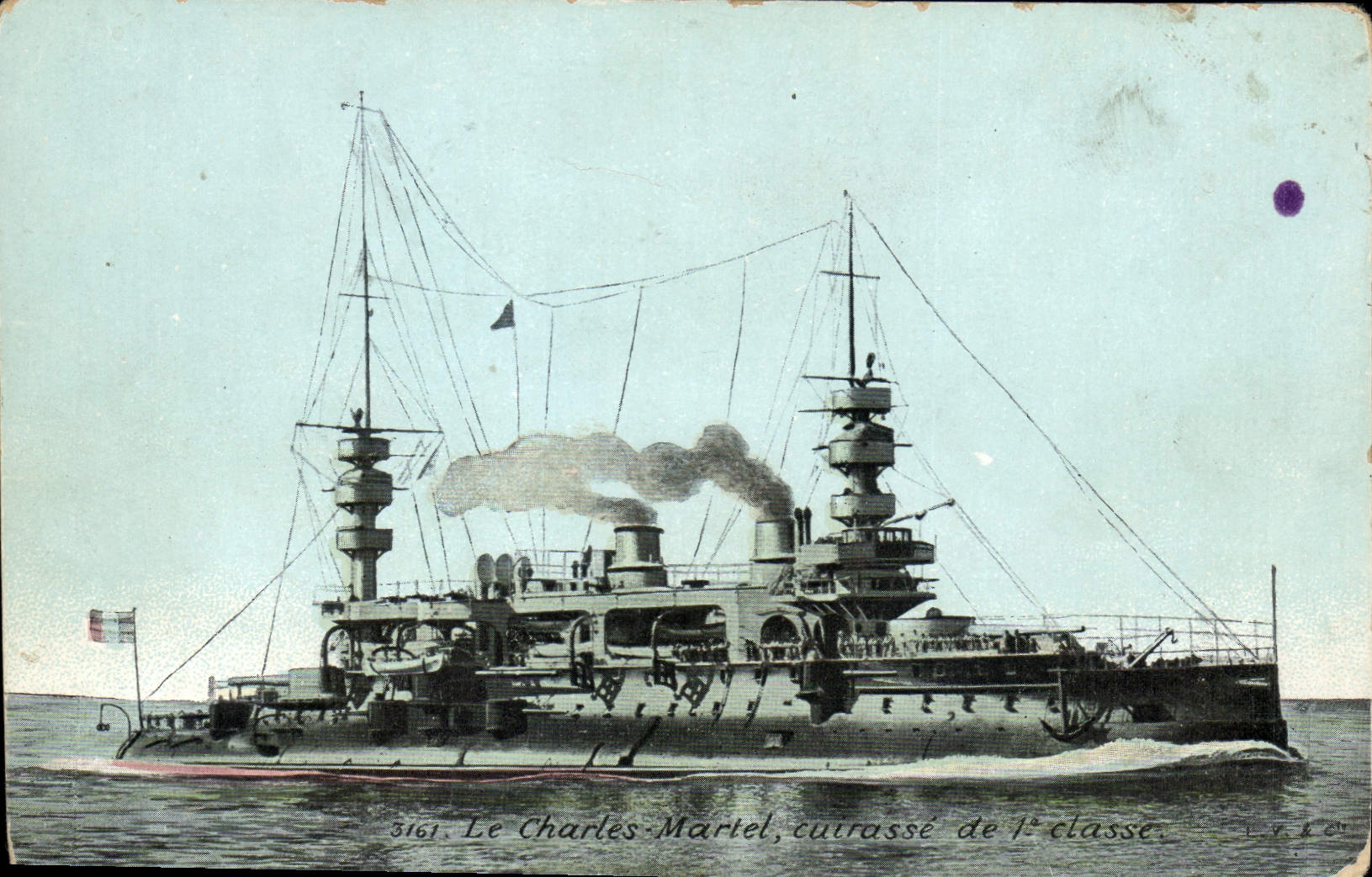 CPA Bateau de Guerre Le Charles Martel Cuirasse de 1er rang 