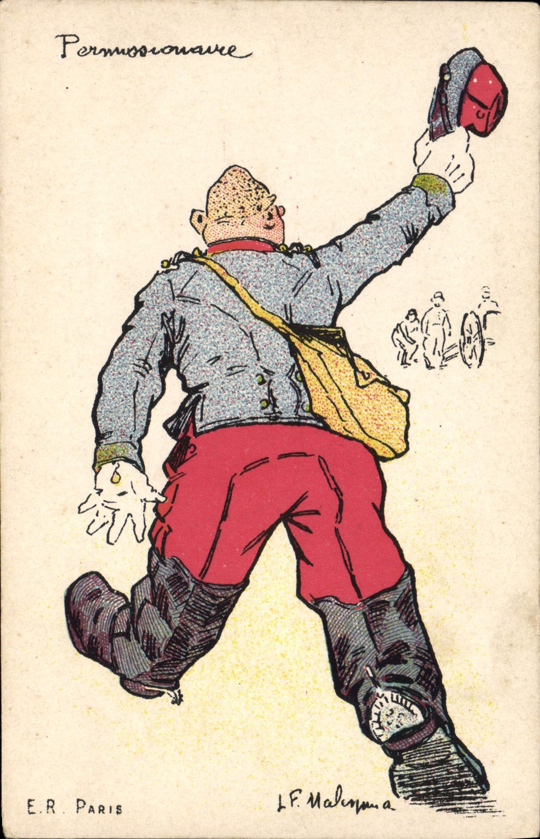 CPA Militaria Permissionnaire  