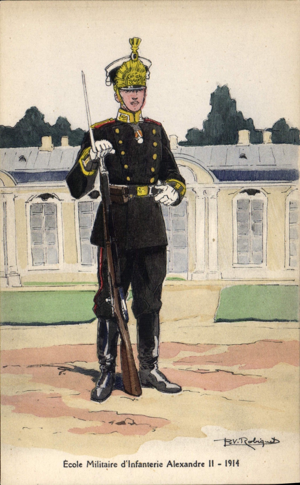 CPA Militaria Ecole militaire d'infanterie Alexandre II 1914