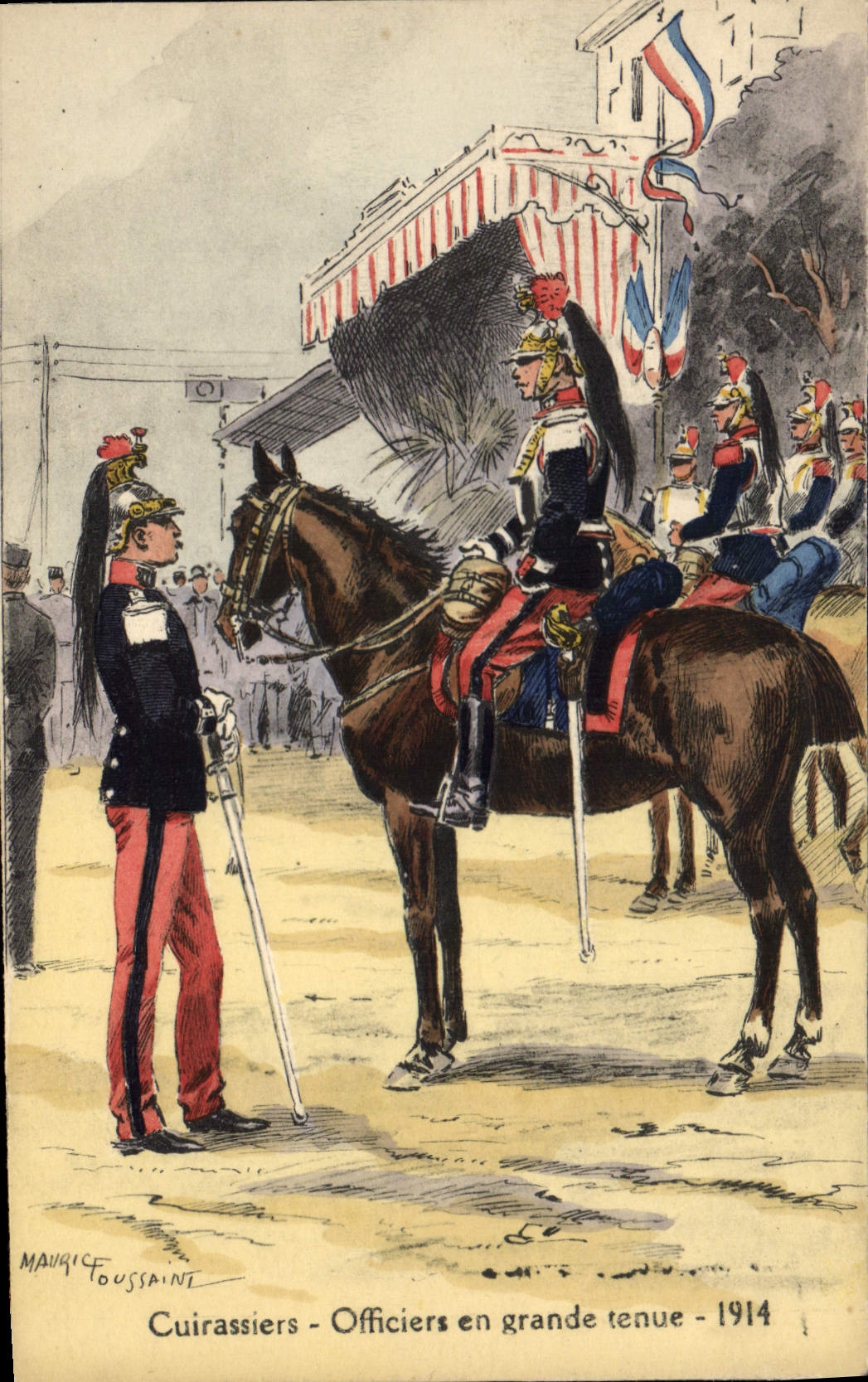 CPA Militaria Cuirassiers Officiers en grande tenue 1914