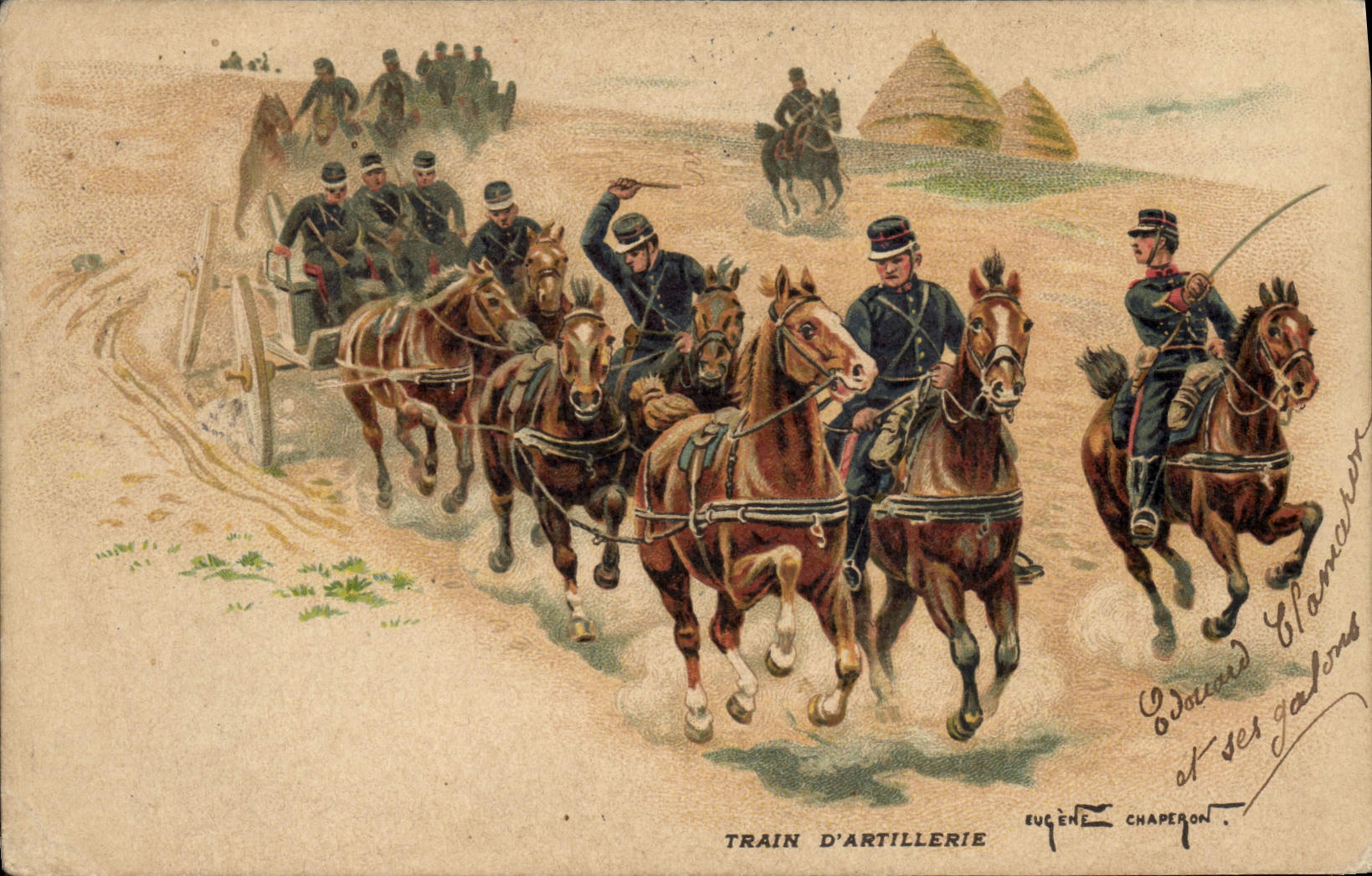 CPA Militaria Train d'artillerie