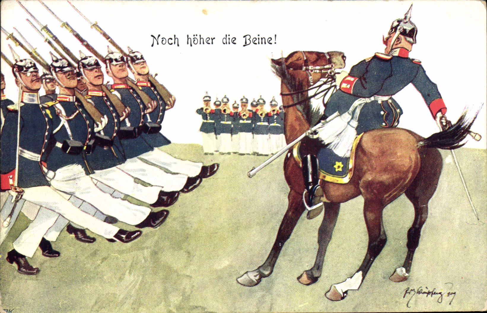 CPA Militaria Noch hoher die Beine 