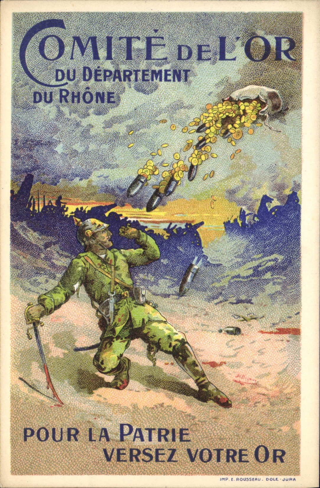 CPA Comite de l'Or du departement du Rhone Versez votre Or Militaria