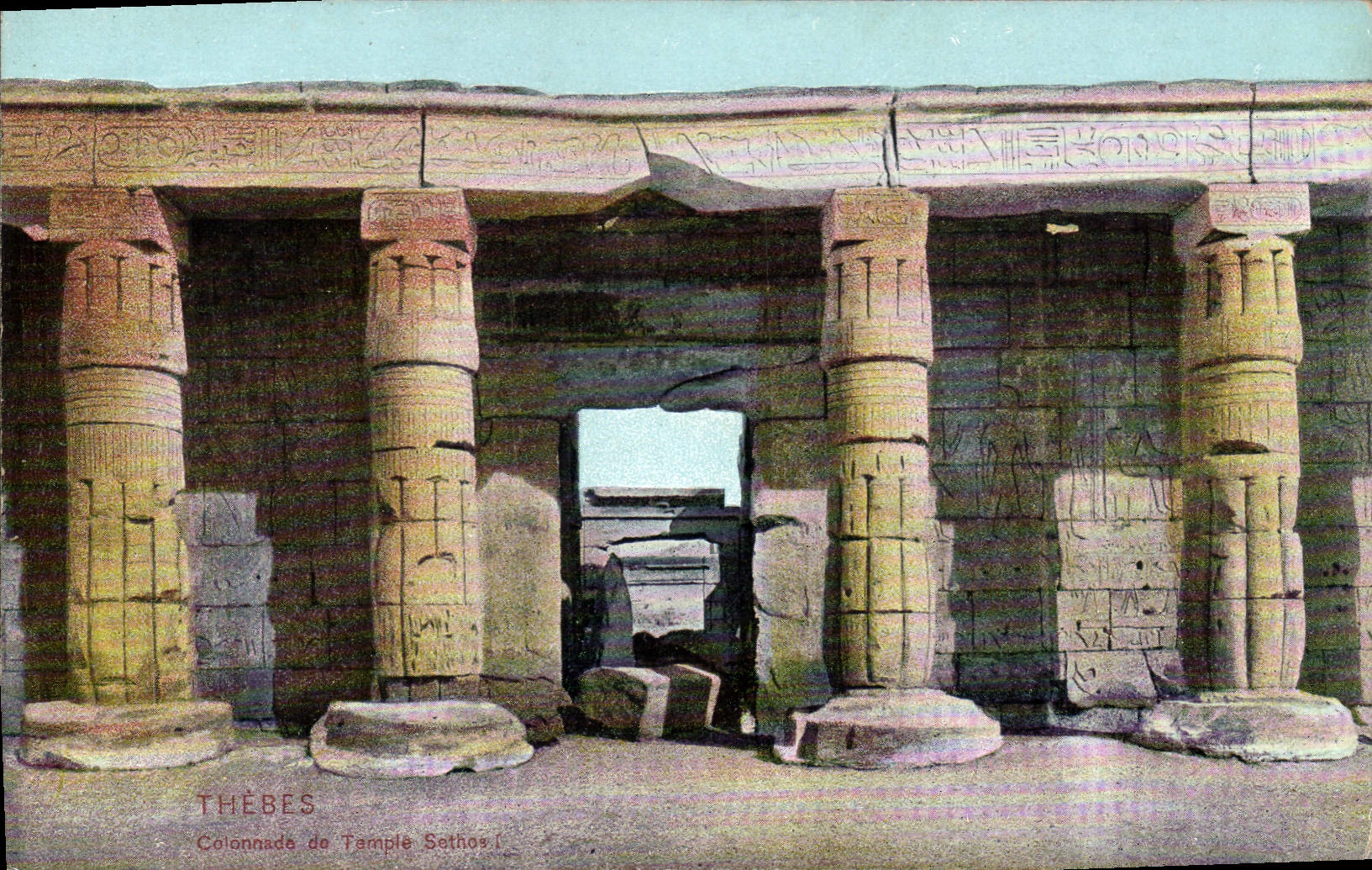 CPA Egypt Egypte Thebes Colonnade de temple Sethos