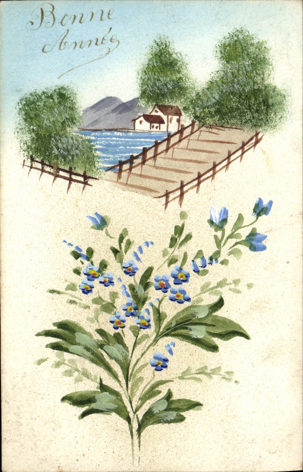 CPA Fantaisie (dessin a la main) Fleurs 