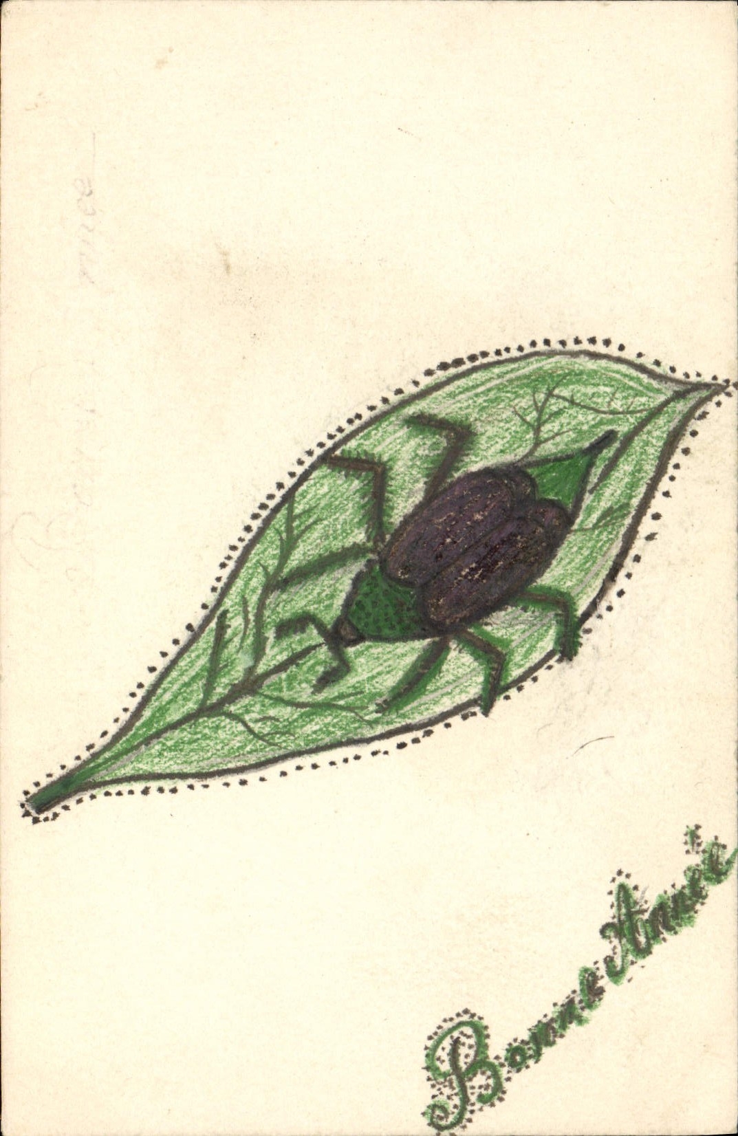 CPA Fantaisie (dessin a la main) Insecte 