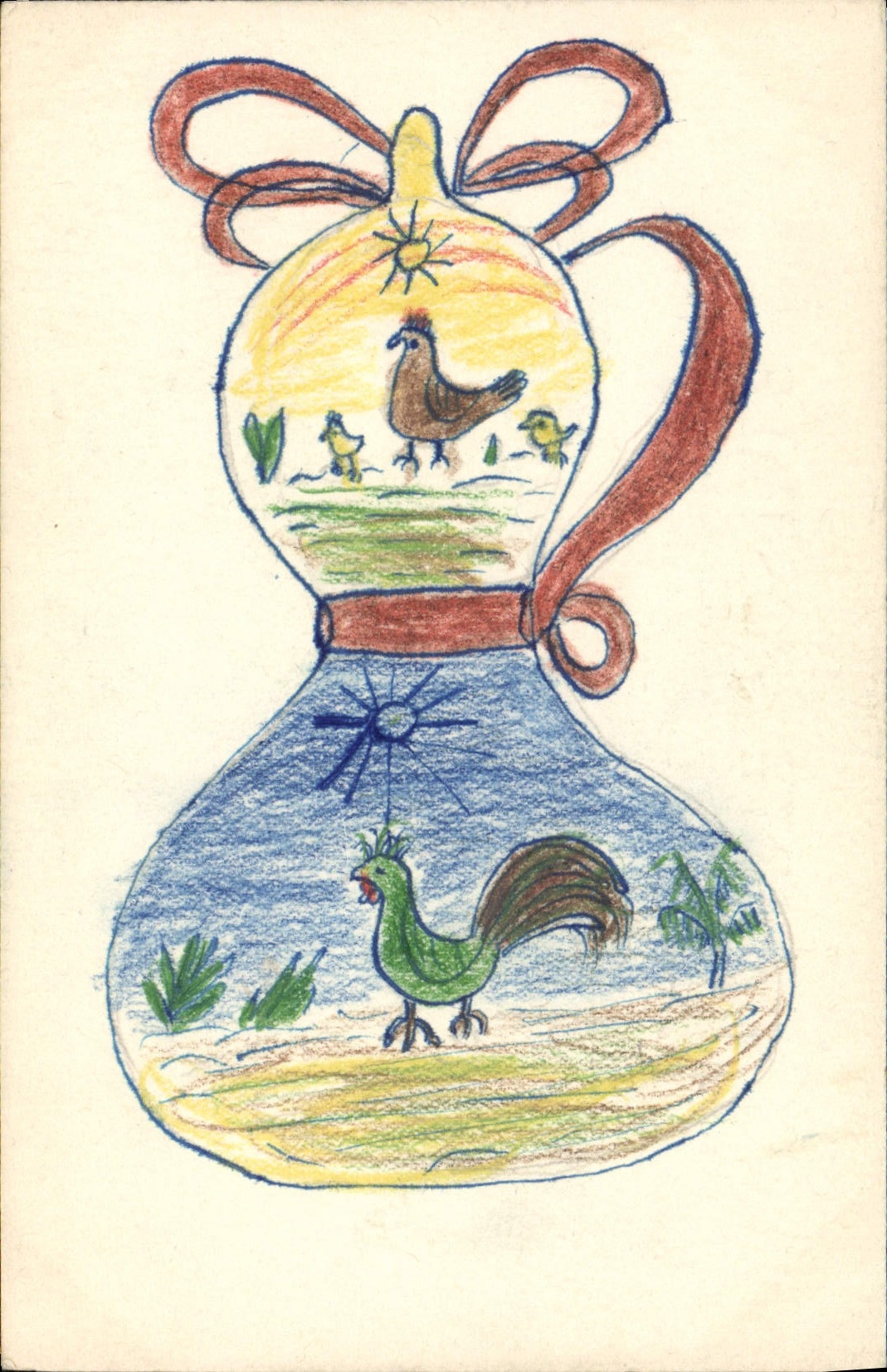 CPA Fantaisie (dessin a la main) Poule  