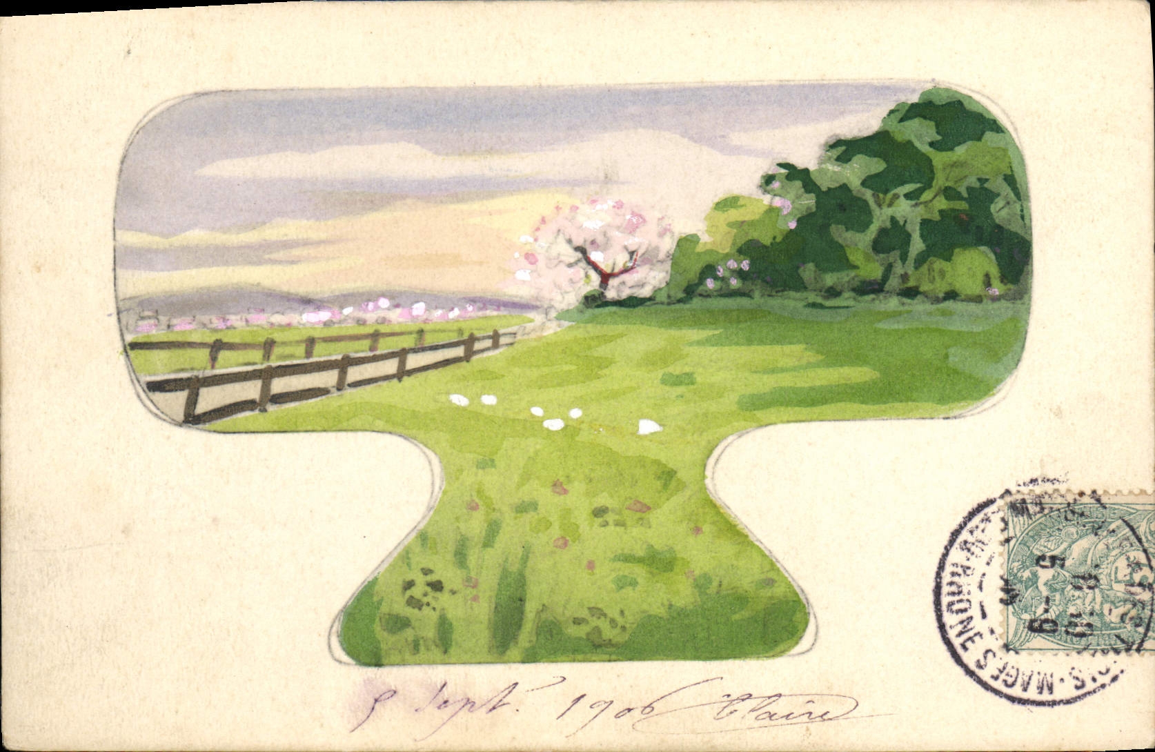 CPA Fantaisie (dessin a la main) Paysage 