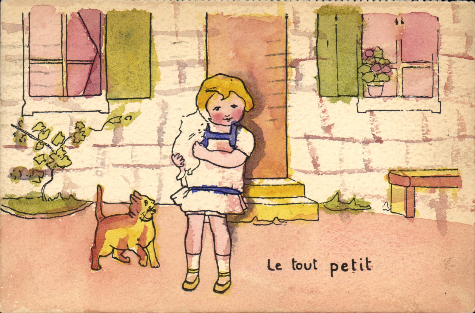 CPA Fantaisie (dessin a la main) Enfant Le tout petit Chat Chaton 