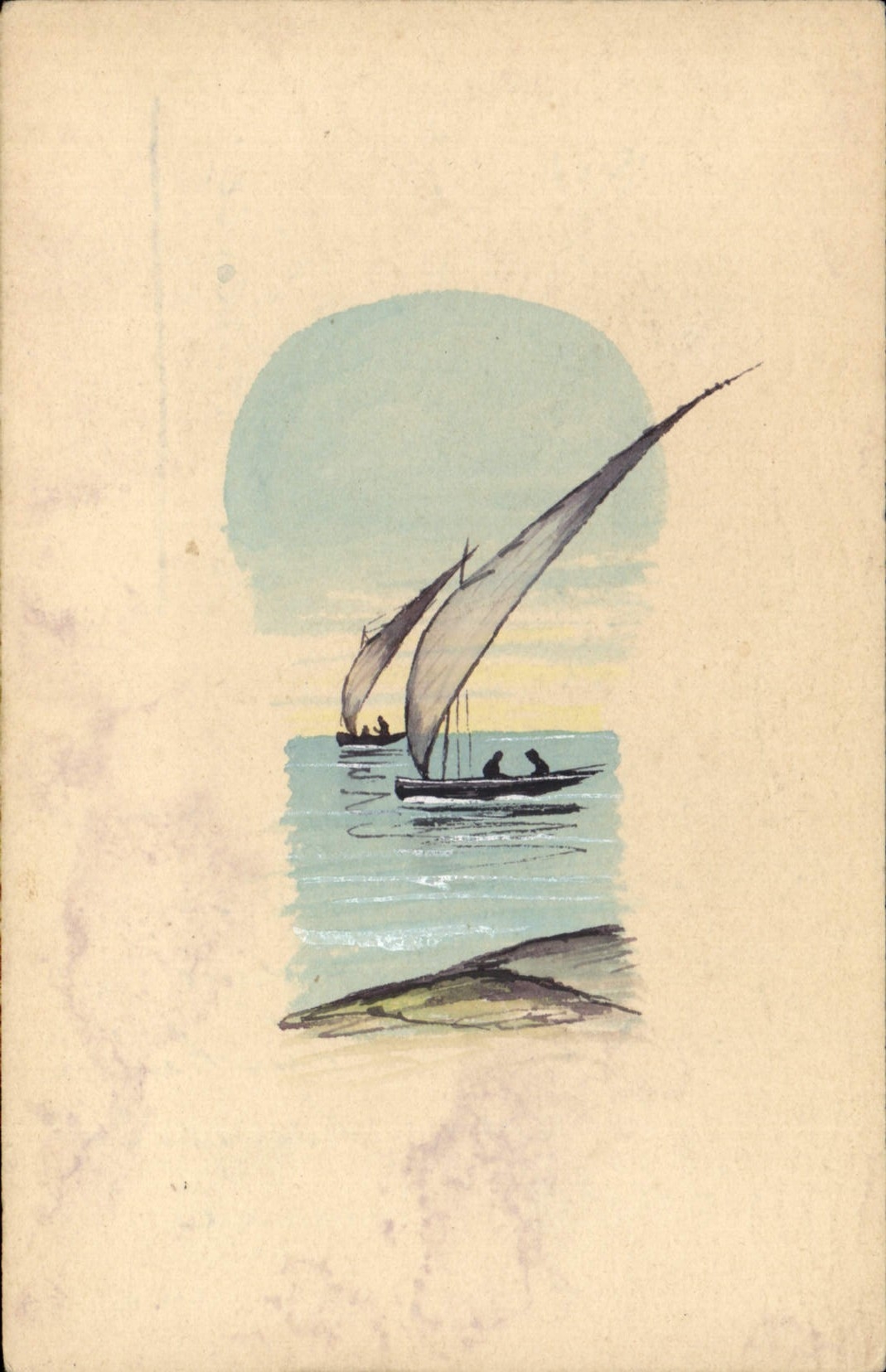 CPA Fantaisie (dessin a la main) Bateau 