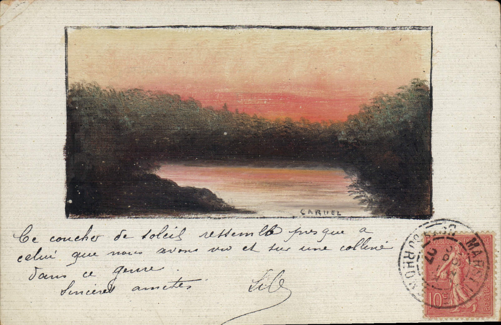 CPA Fantaisie (dessin a la main) Paysage 