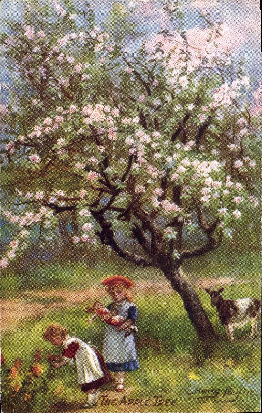 CPA Fantaisie Enfant Poupee The apple tree Chevre