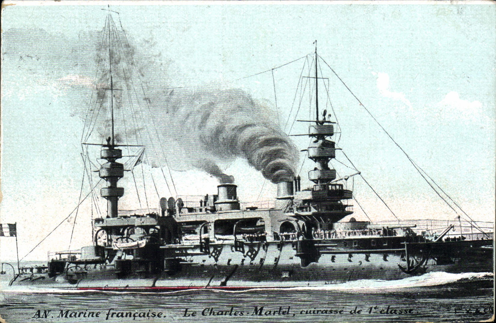 CPA Bateau de Guerre Le Charles Martel Cuirasse de 1ere classe