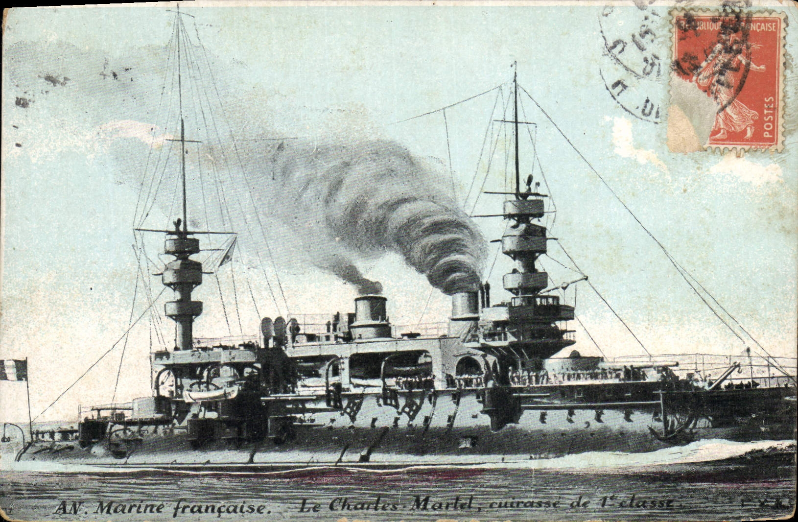 CPA Bateau de Guerre Le Charles Martel Cuirasse de 1ere classe