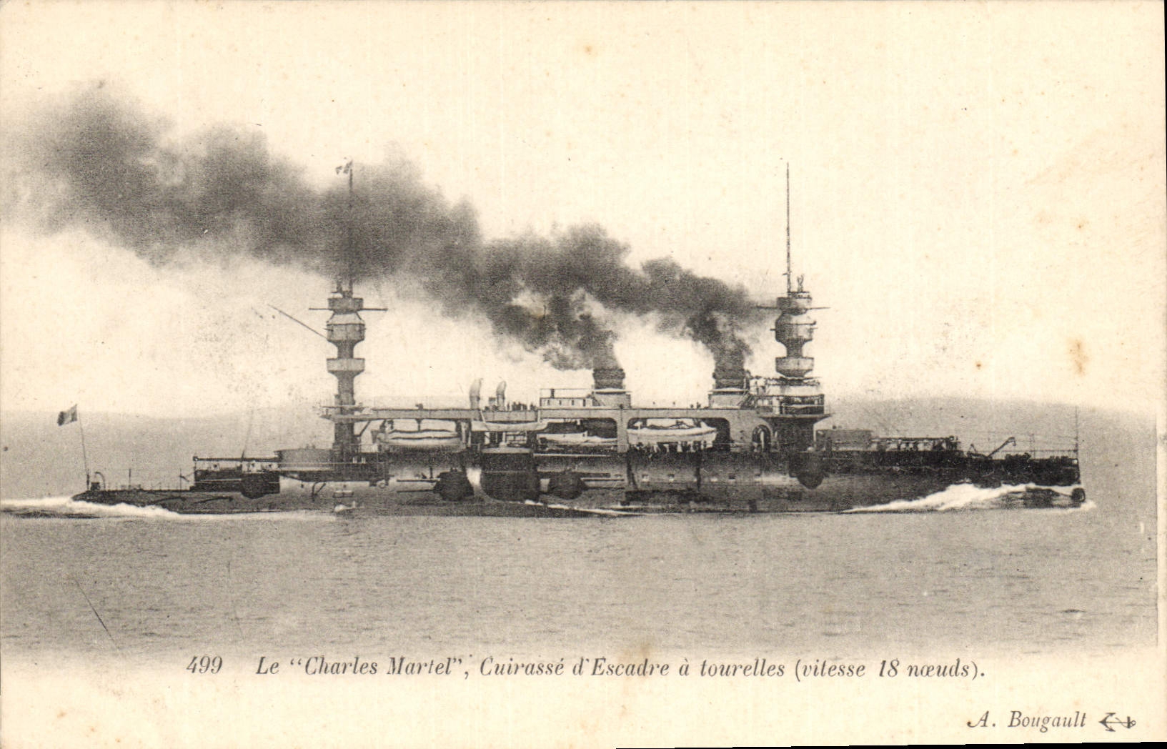 CPA Bateau de Guerre Le Charles Martel Cuirasse d'escadre a tourelles