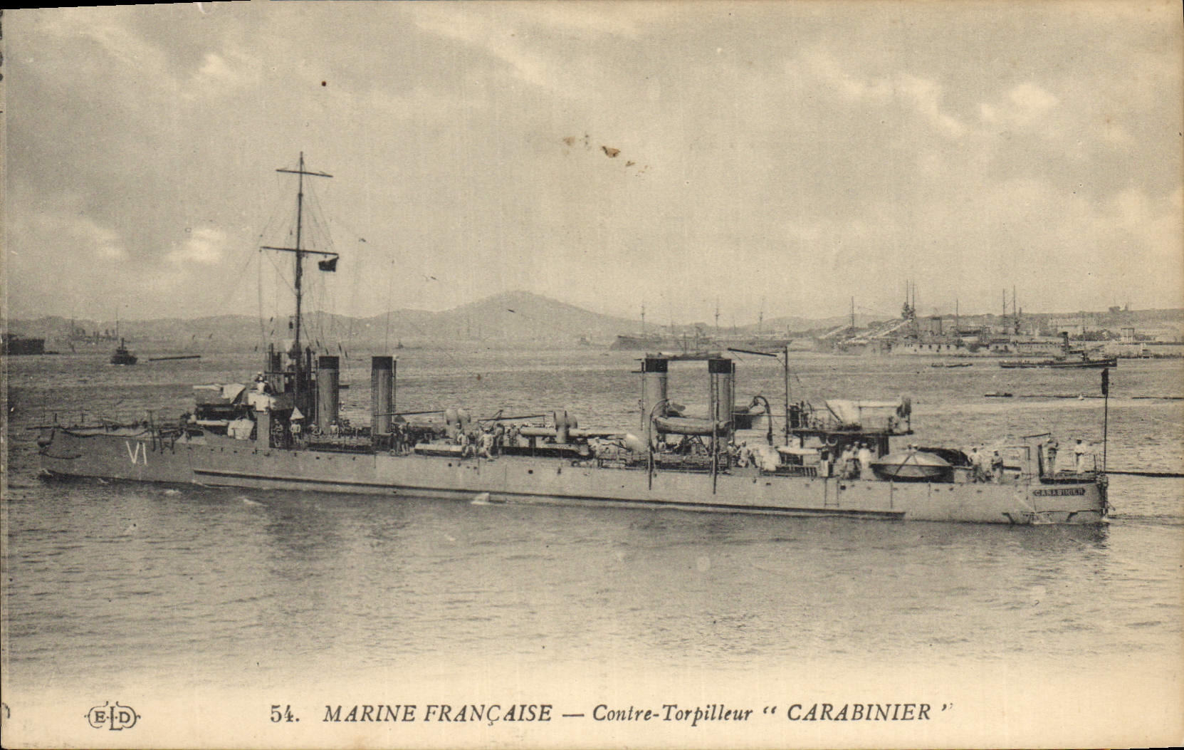 CPA Bateau de Guerre Contre torpilleur Carabinier