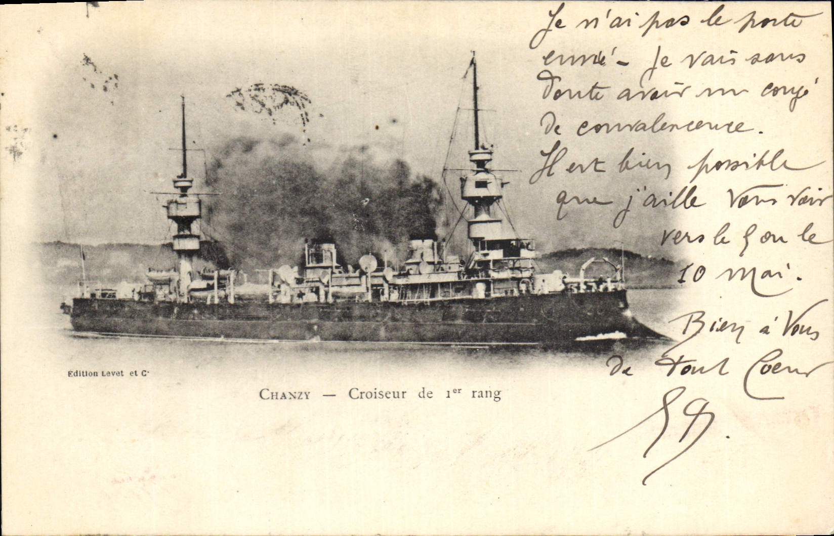 CPA Bateau de Guerre Chanzy Croiseur de 1er rang