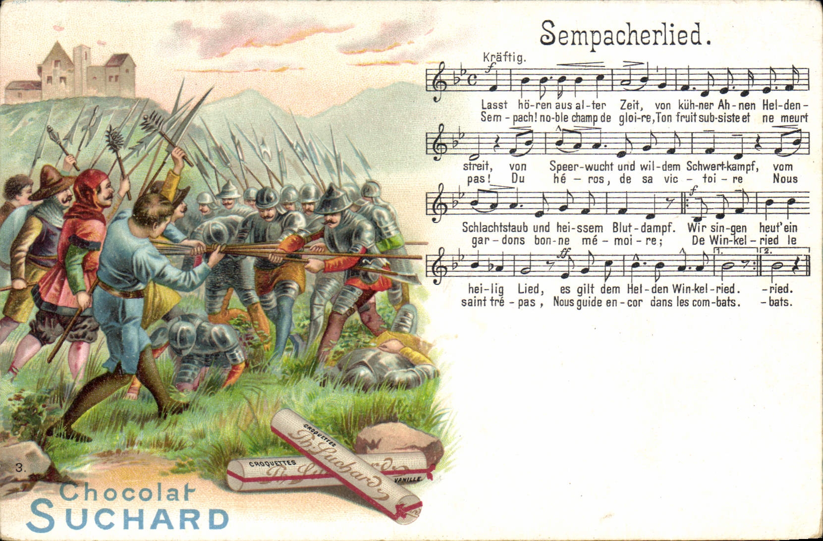CPA Militaria Chocolat Suchard Sempacherlied 