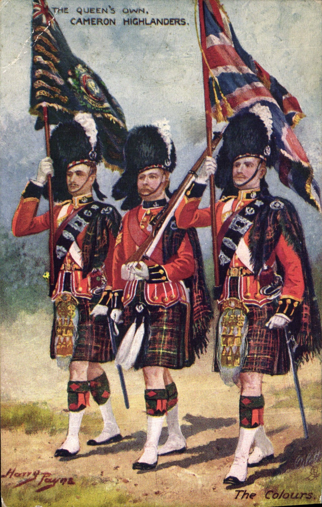 CPA Militaria The Queen's own Cameron Highlanders The colours 