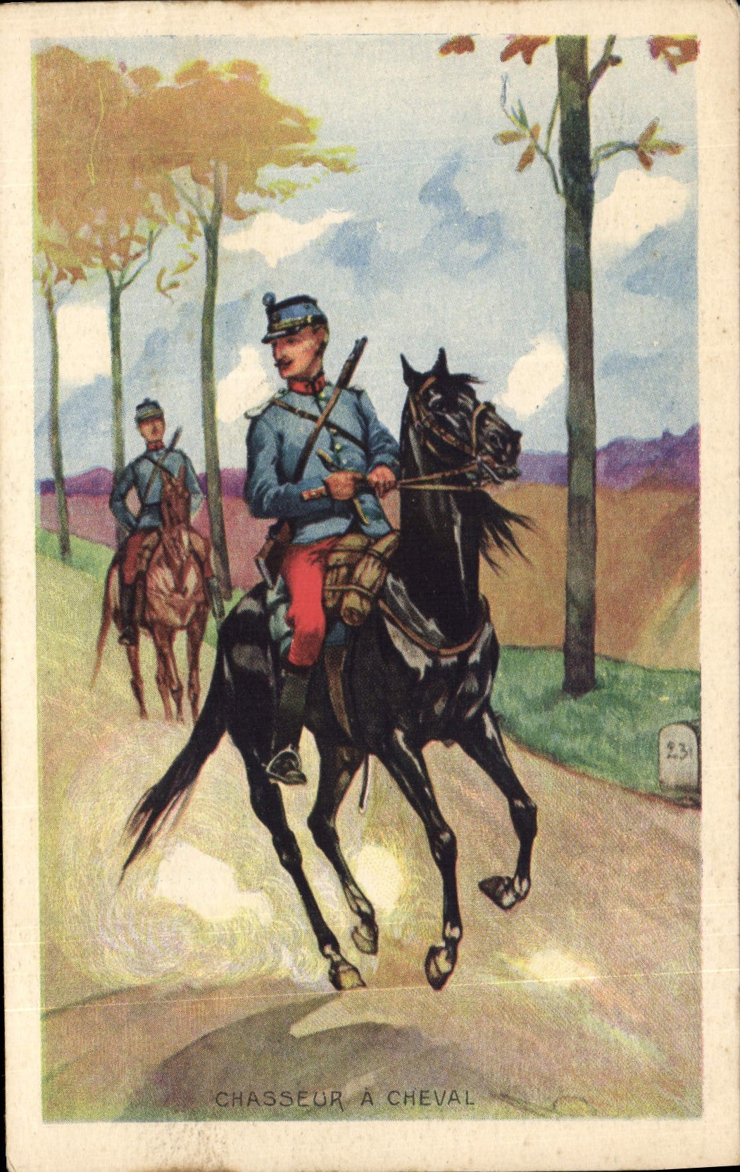 CPA Militaria Chasseur a cheval 