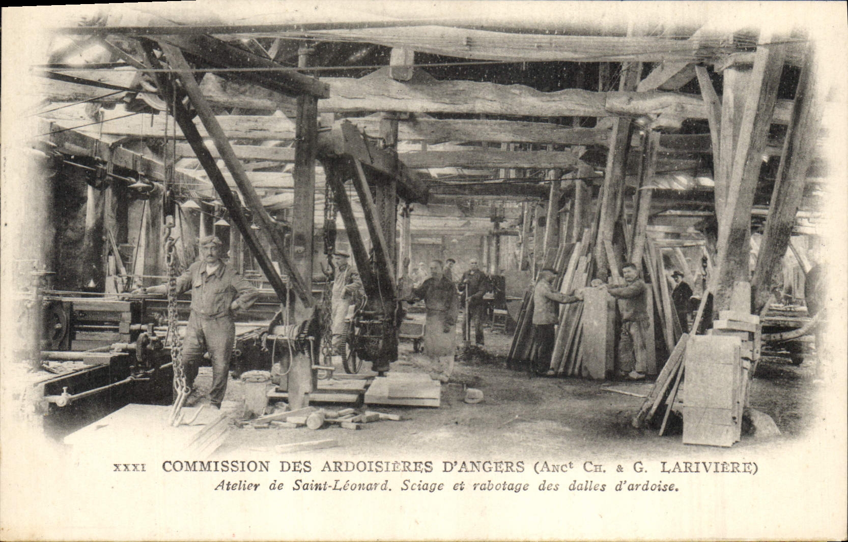 CPA Commission des ardoisieres d'Angers Lariviere Atelier de Saint Leonard Sciage et rabotage des da