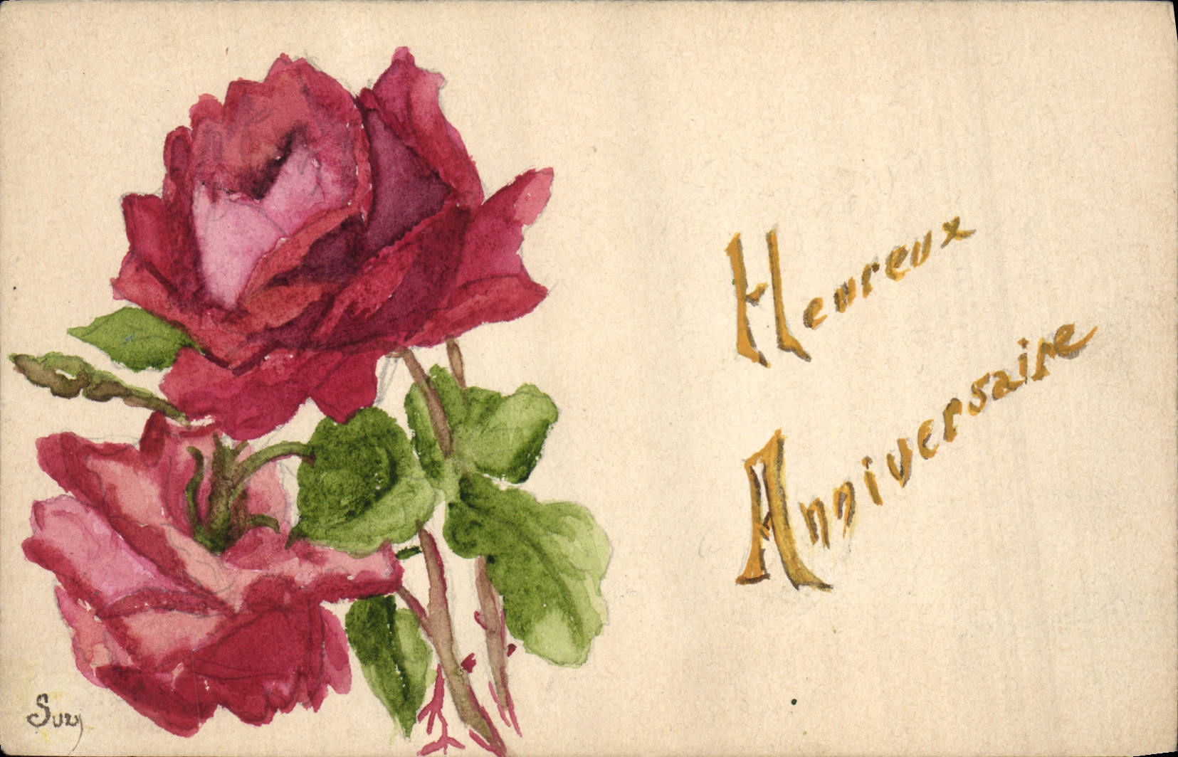 CPA Fantaisie (dessin a la main) Fleurs 