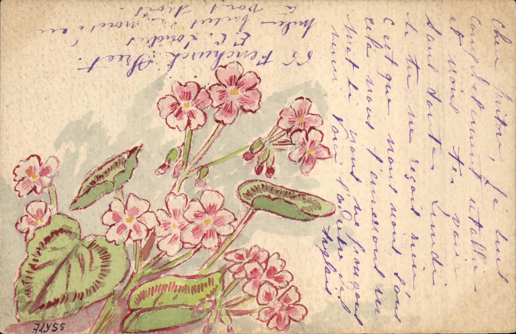 CPA Fantaisie (dessin a la main) Fleurs 