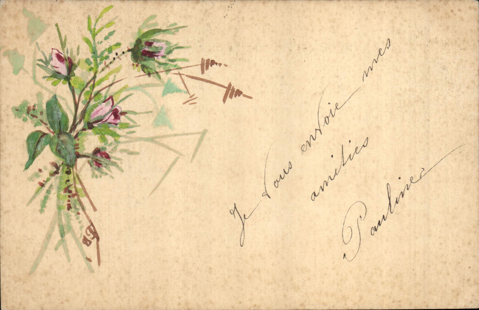 CPA Fantaisie (dessin a la main) Fleurs 