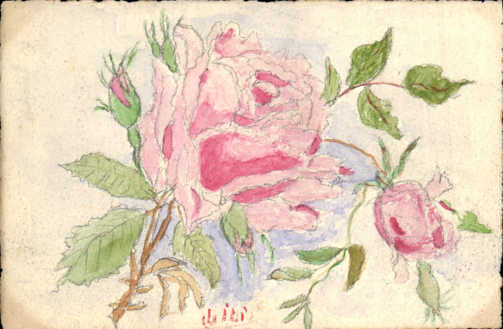 CPA Fantaisie (dessin a la main) Fleurs 