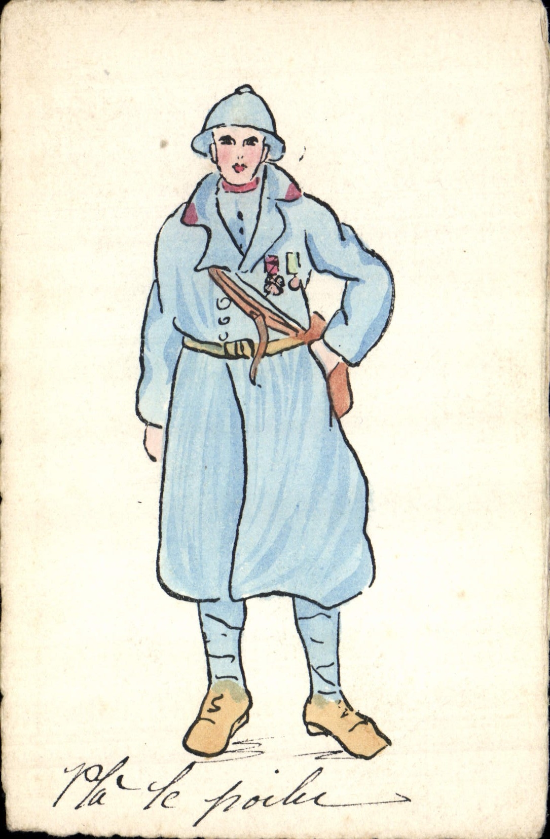 CPA Fantaisie (dessin a la main) Soldat Militaria Poilu Medailles 