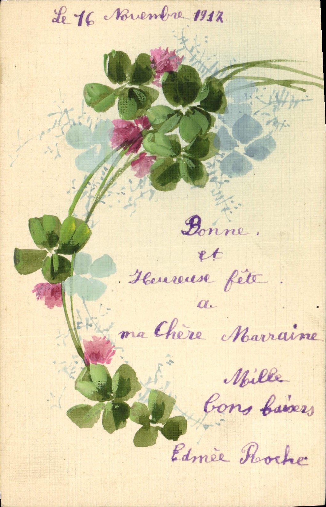 CPA Fantaisie (dessin a la main) Fleurs 