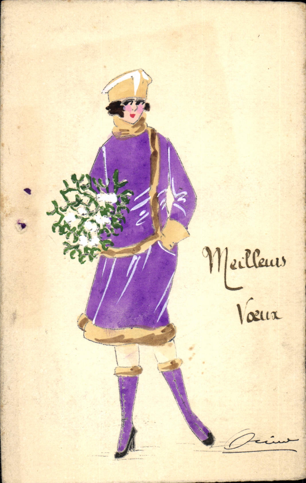 CPA Fantaisie (dessin a la main) Femme 