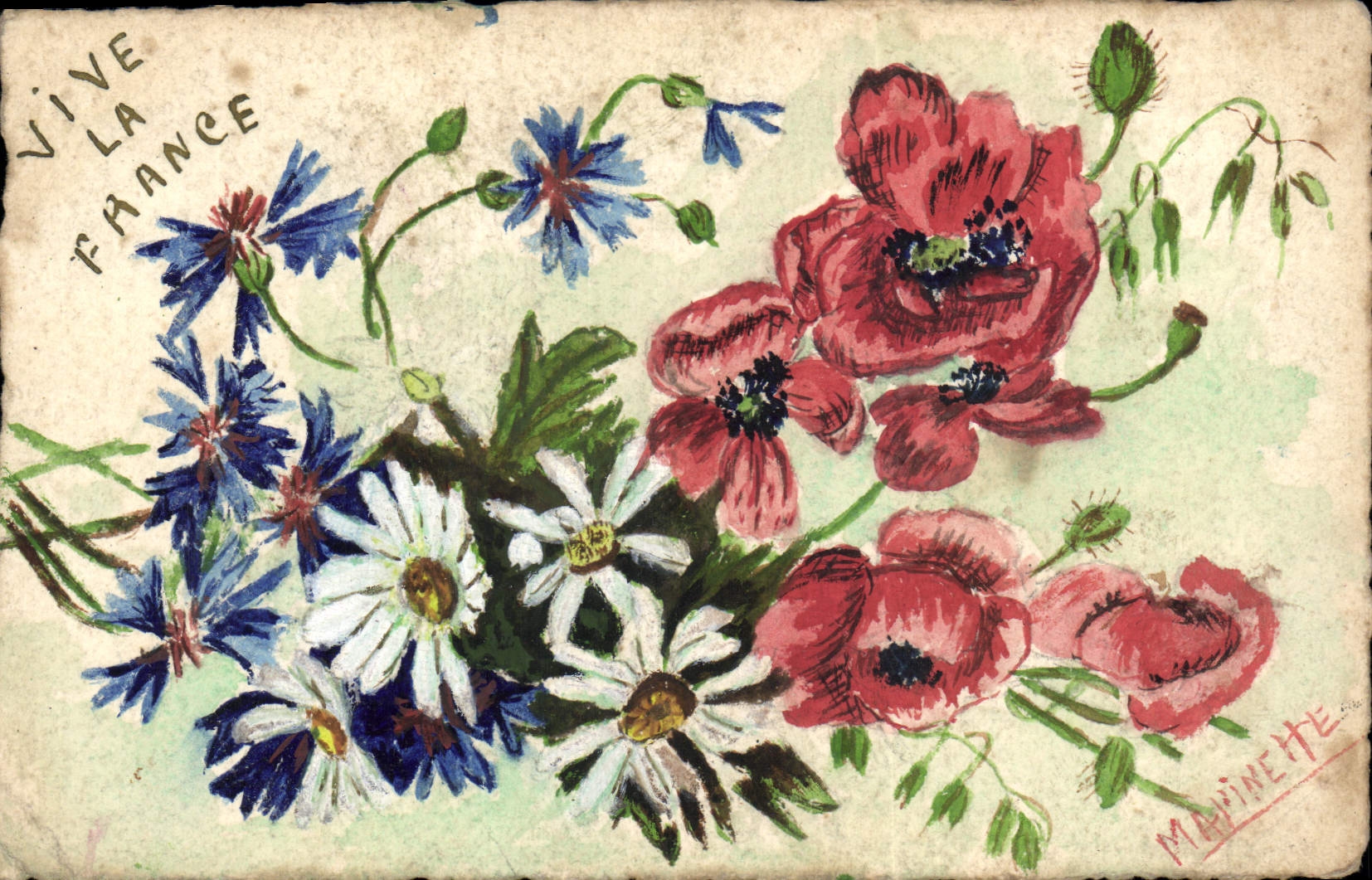 CPA Fantaisie (dessin a la main) Fleurs 