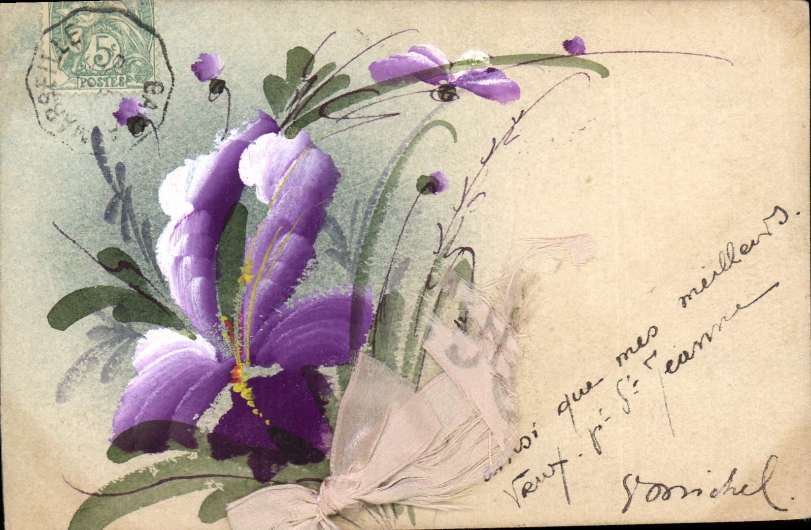 CPA Fantaisie (dessin a la main) Fleurs 