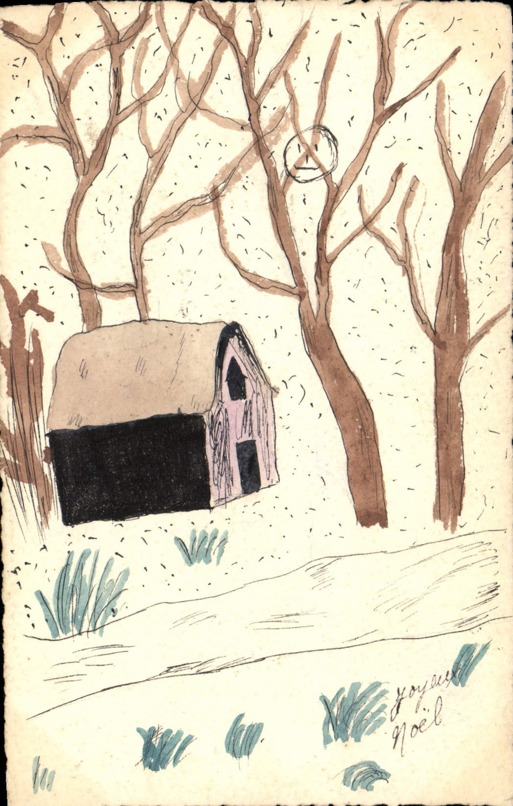 CPA Fantaisie (dessin a la main) Maison dans les bois 