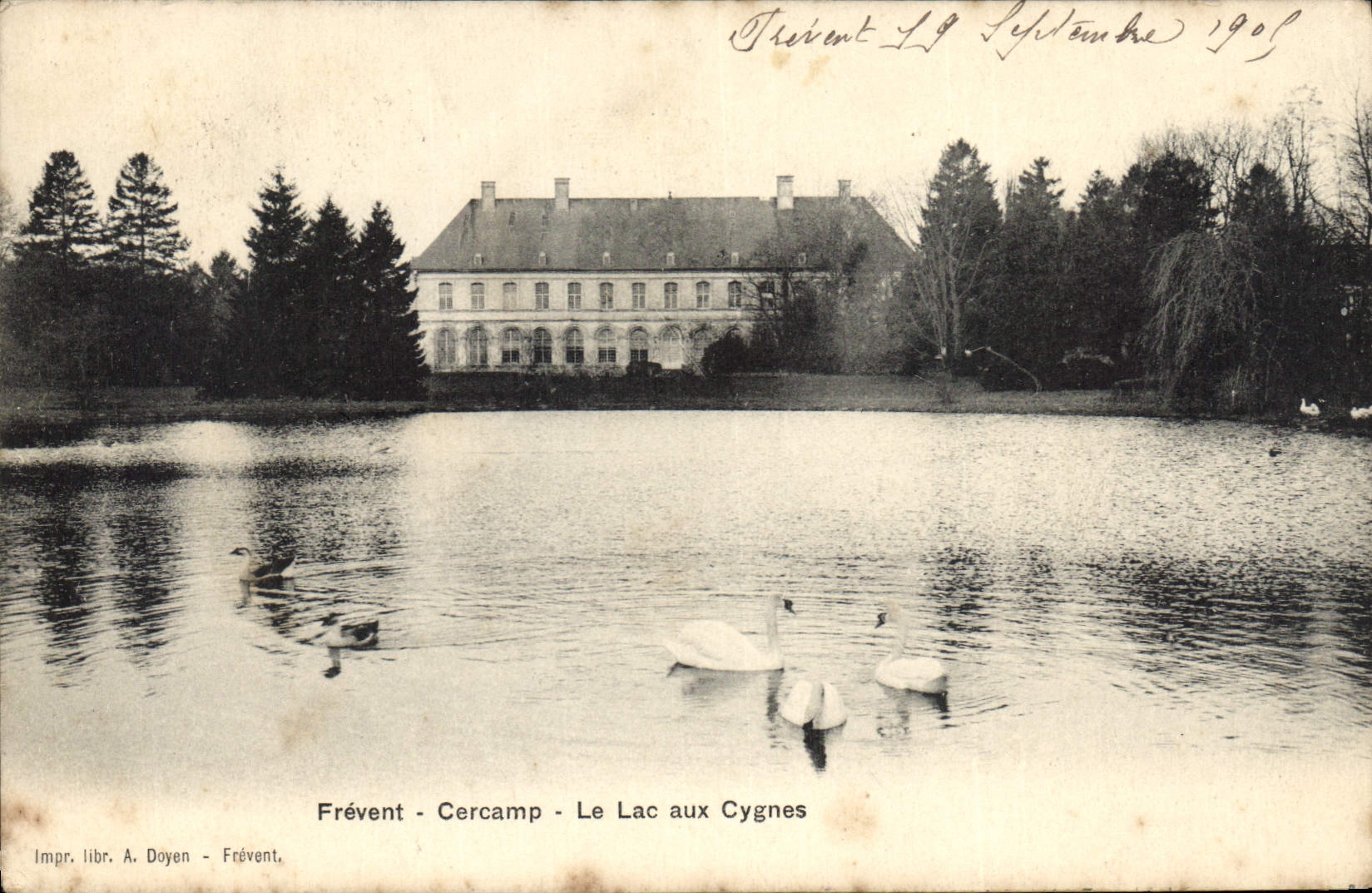 CPA Chateau Frevent Cercamp Le lac des cygnes 