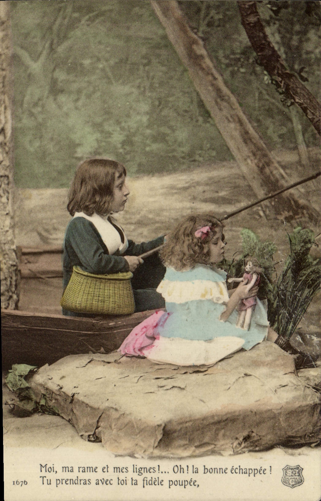 CPA Fantaisie Enfants Peche Pecheur Poupee  