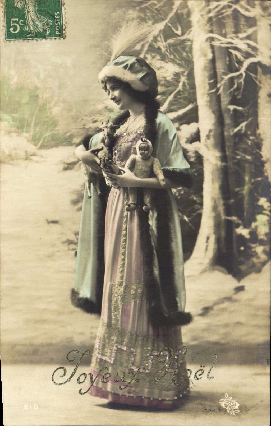 CPA Fantaisie Femme Noel Poupee  