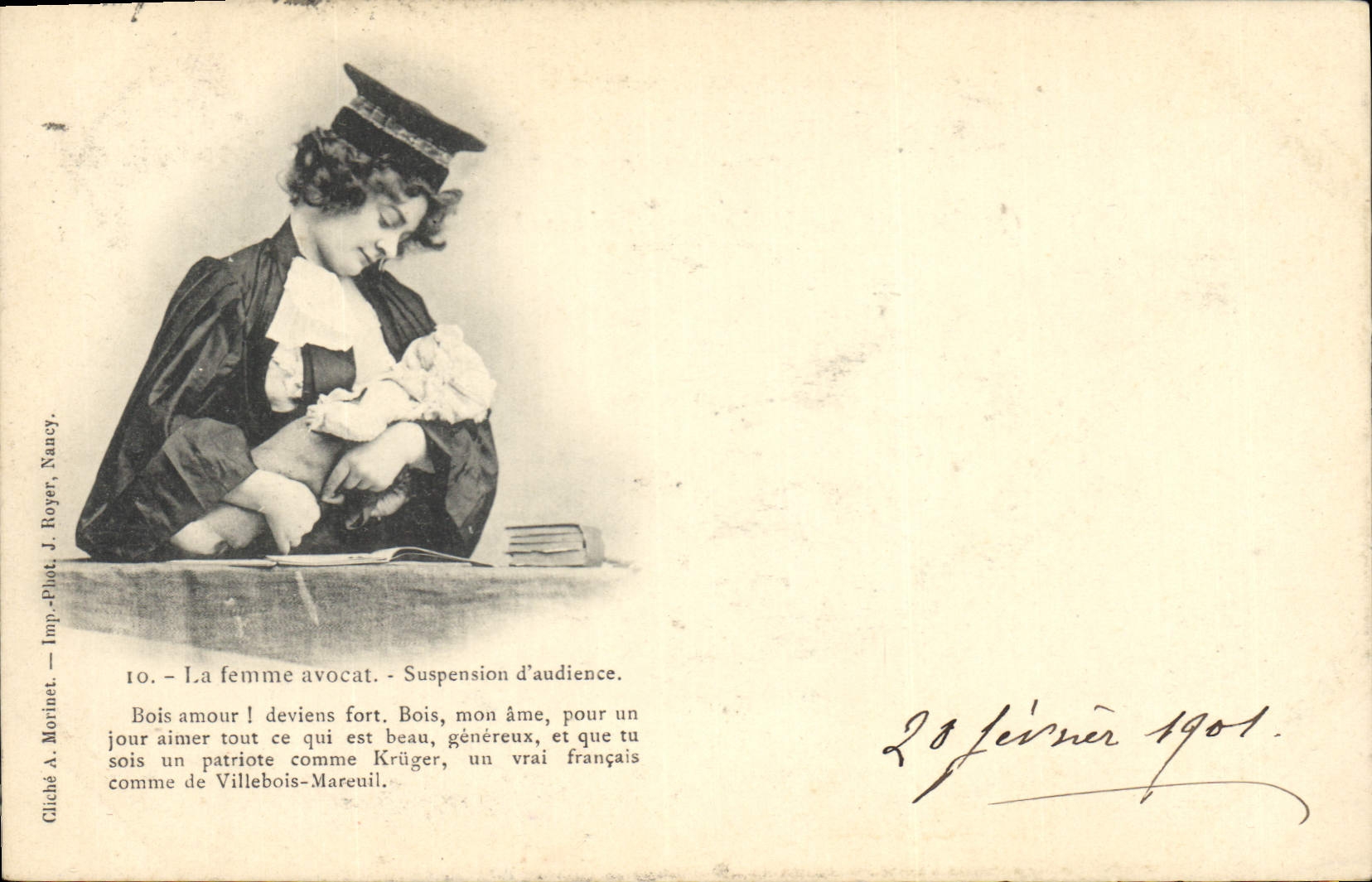 CPA Fantaisie La femme avocat Suspension d'audience Poupee