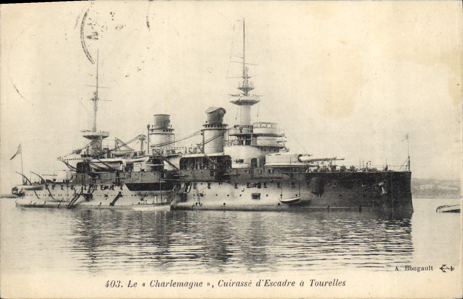 CPA Bateau de Guerre Le Charlemagne Cuirasse d'escadre a tourelles 