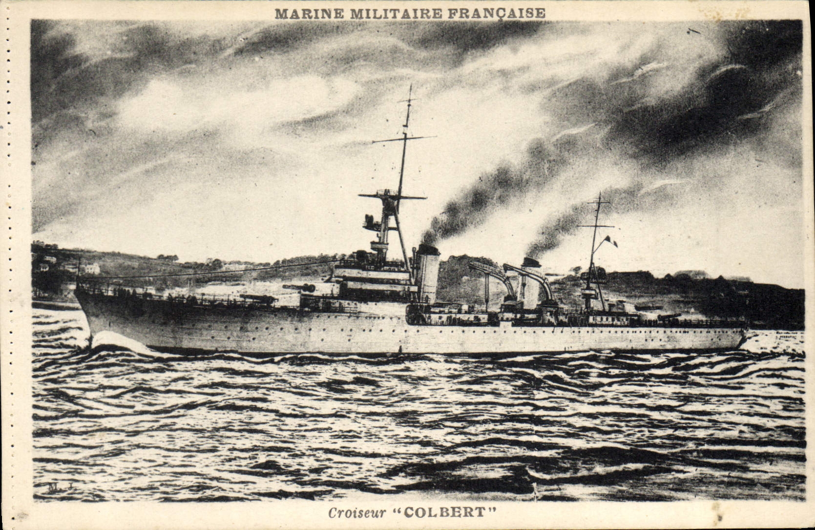 CPA Bateau de Guerre Croiseur Colbert 