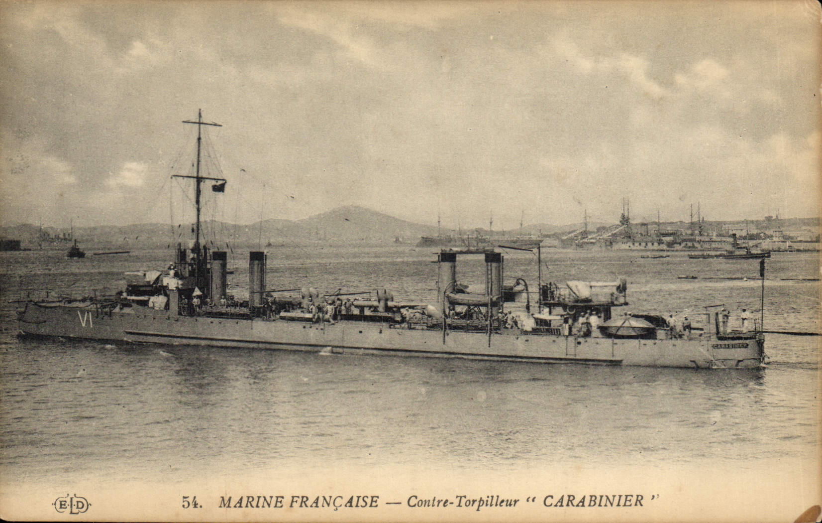 CPA Bateau de Guerre Contre torpilleur Carabinier 