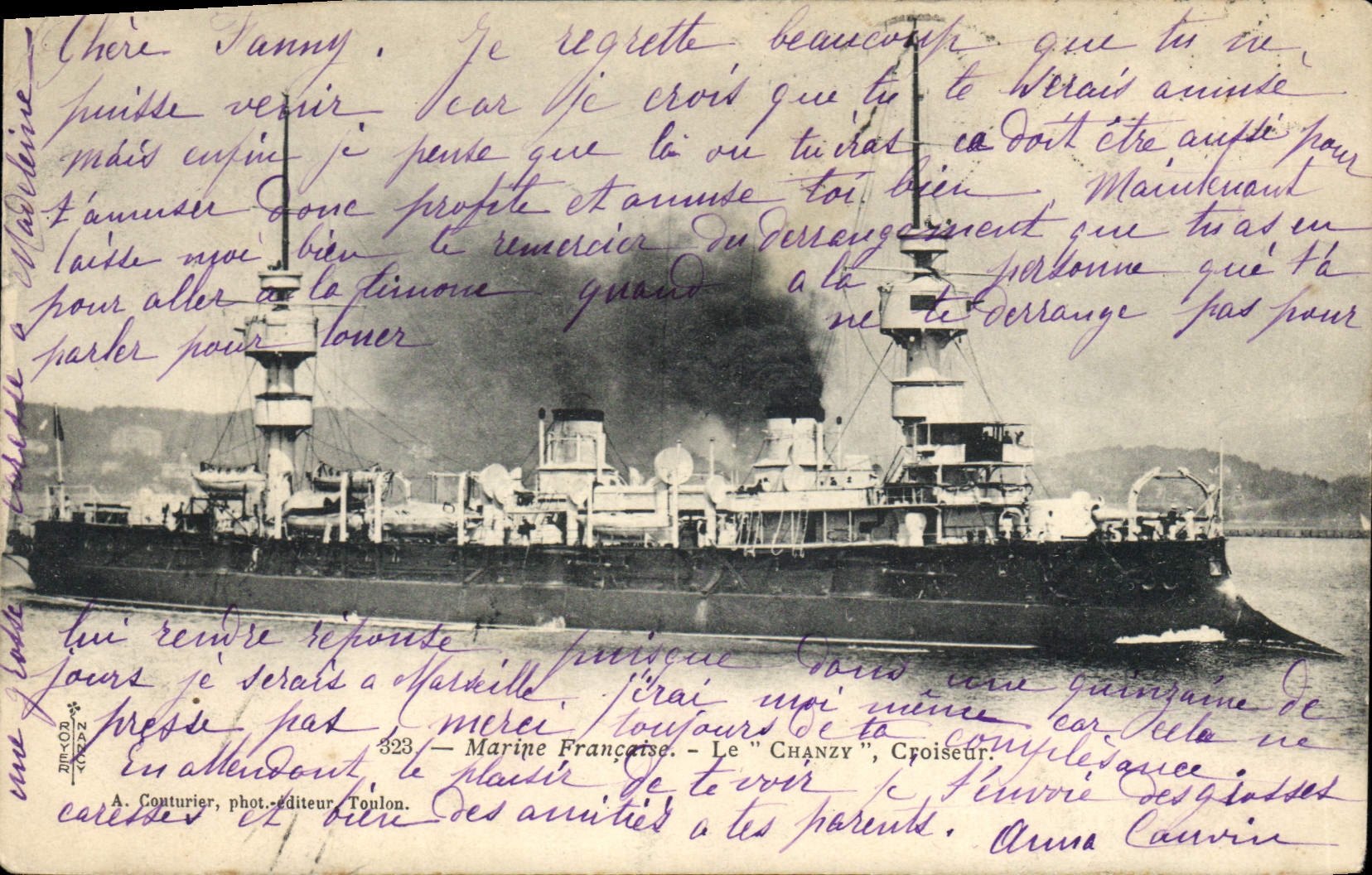 CPA Bateau de Guerre Le Chanzy Croiseur 