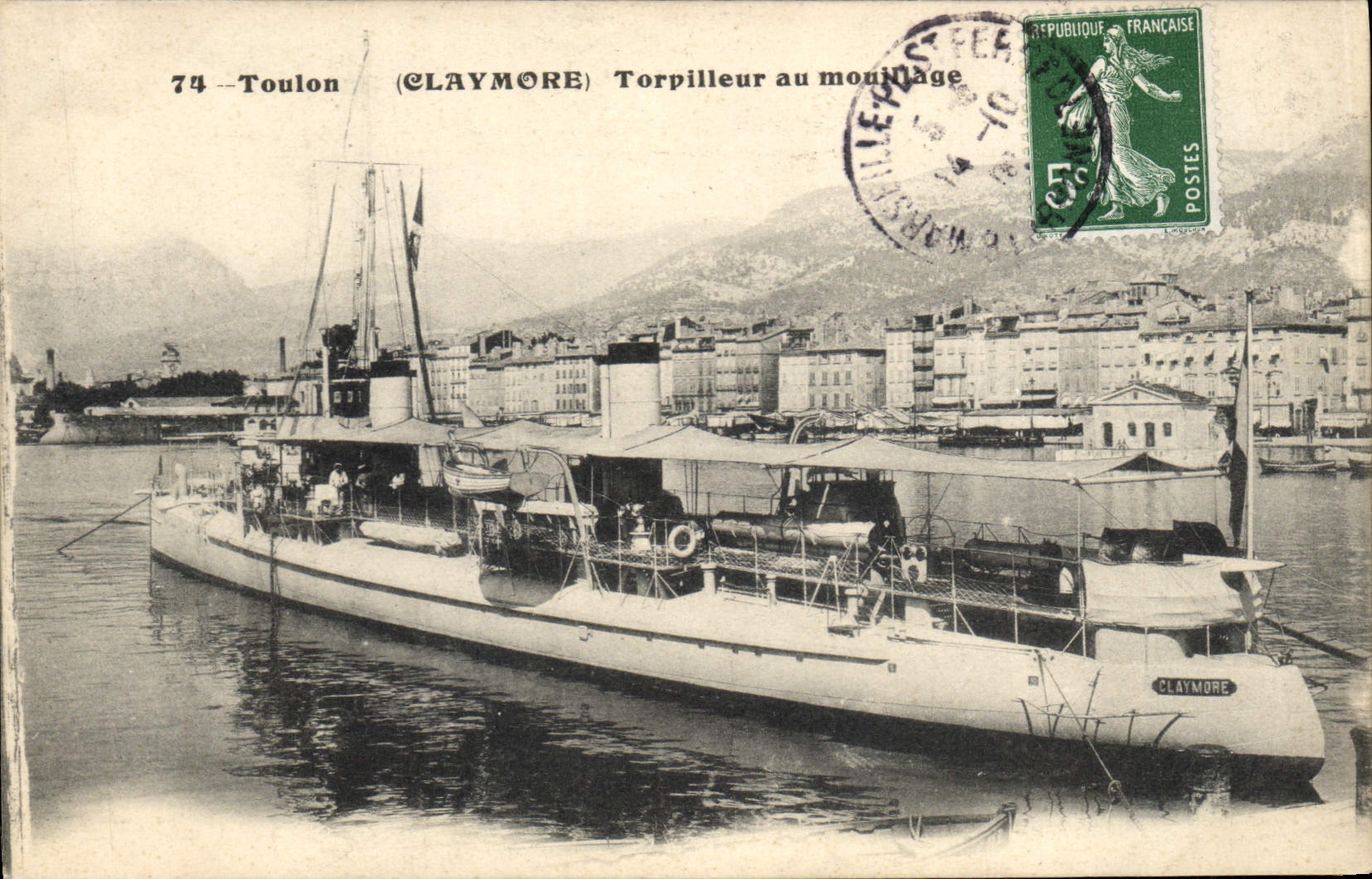 CPA Bateau de Guerre Toulon Claymore Torpilleur au mouillage