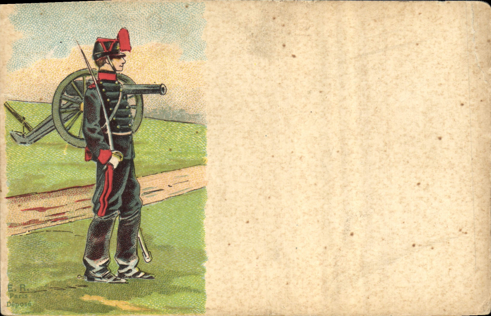 CPA Militaria Soldat Canon