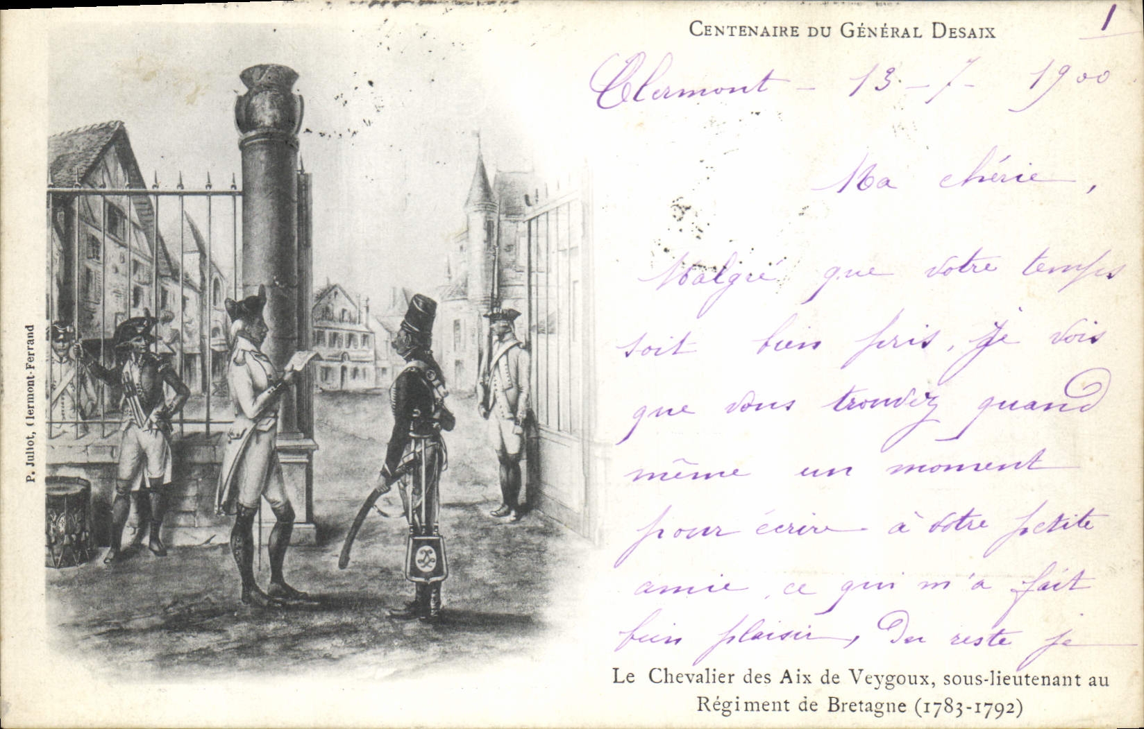 CPA Militaria Le chevalier des Aix de Veygoux sous lieutenant au Regiment de Bretagne