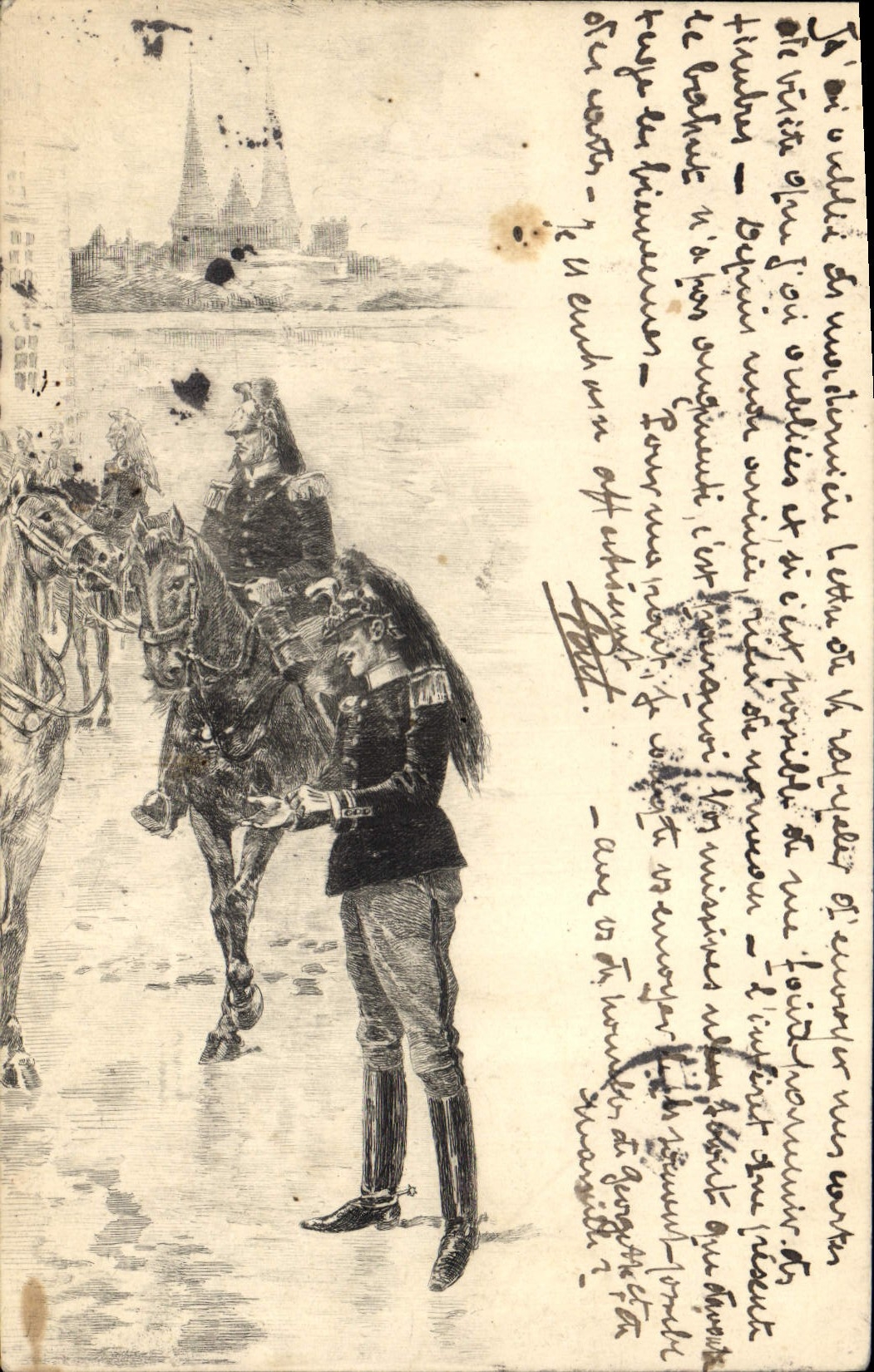 CPA Militaria Officier Cheval