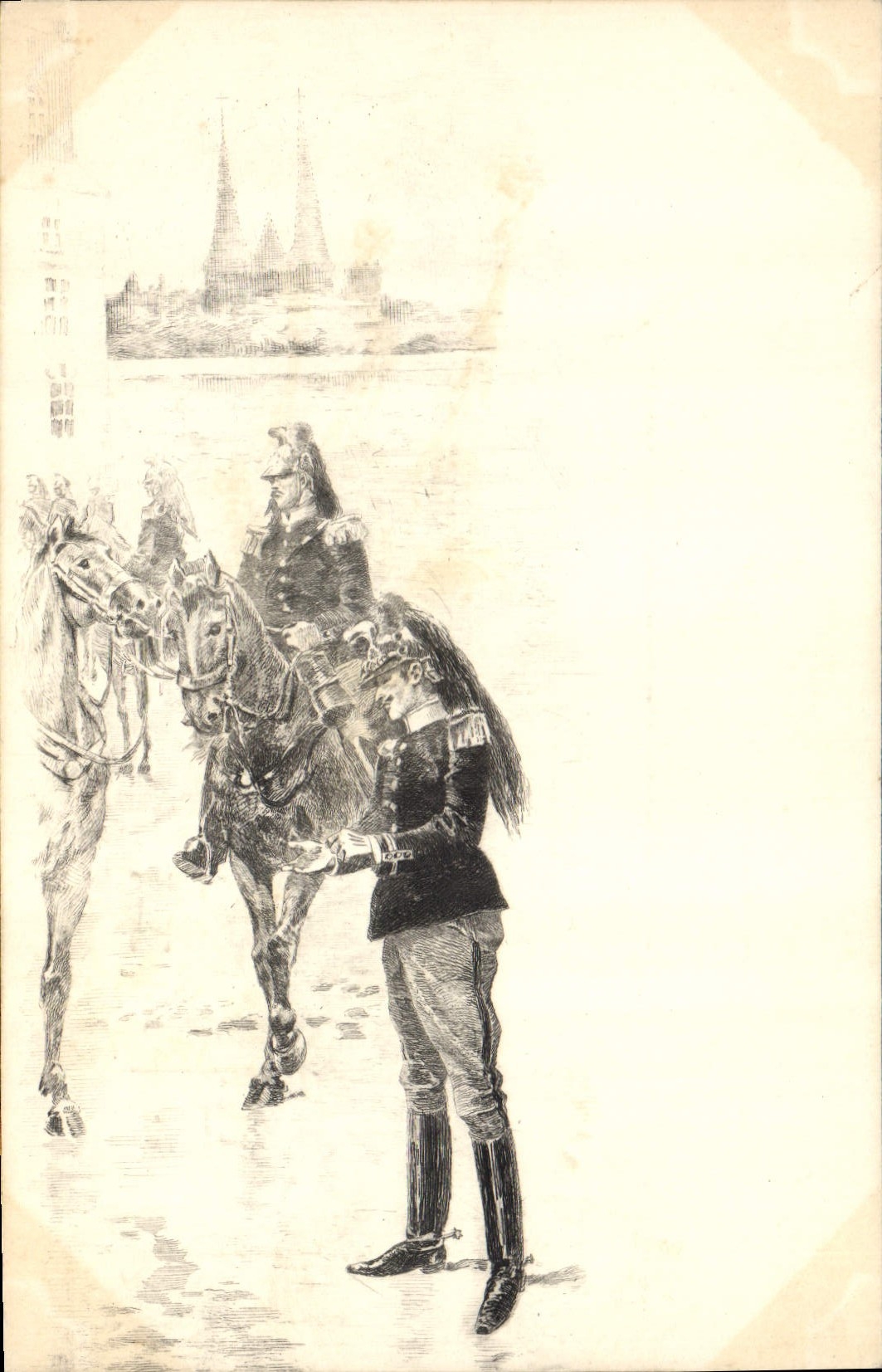 CPA Militaria Officier Cheval